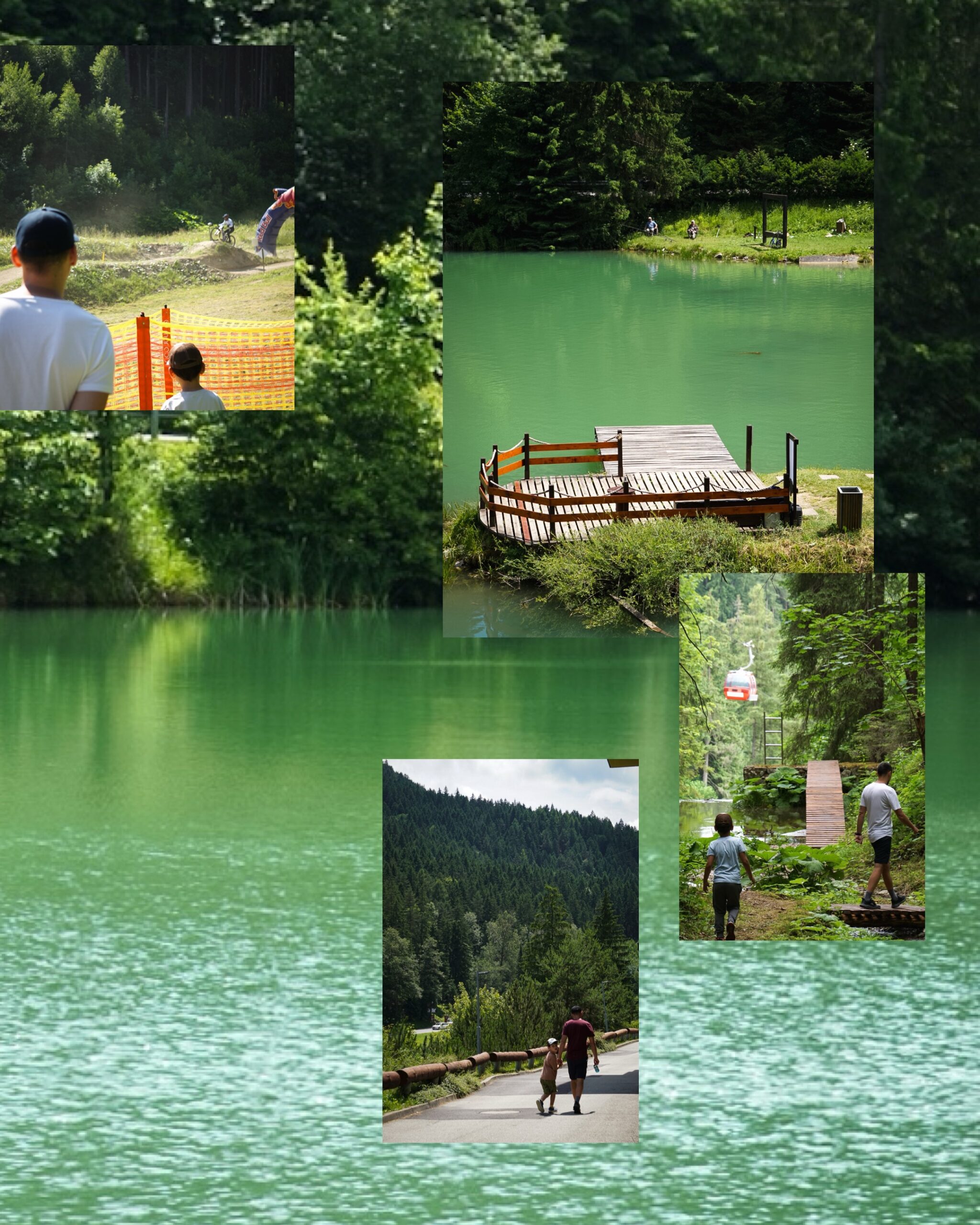 Zawody rowerowe w Dolinie Hrabovskej. Rodzinny spacer Dolina Hrabovska Słowacja. Jezioro w Dolinie Hrabovskej, Słowacja.